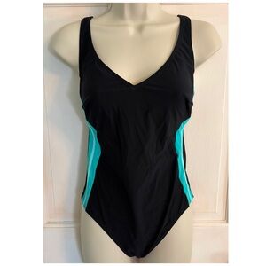 Anita Black and Teal Women's 1-Piece Swimsuit